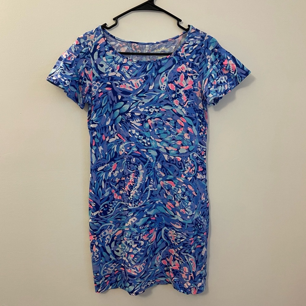 Lilly Pulitzer XS Marah Dress Royal Purple Party Wave Pima Cotton Preppy Coastal